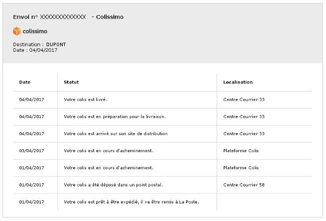 Progression de son Colissimo