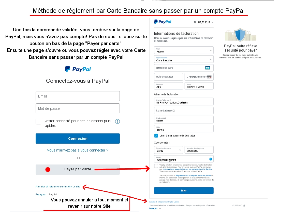 Methode paiement carte bancaire via PayPal